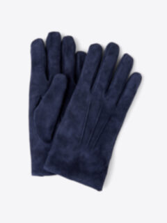 Navy Suede Cashmere Lined Gloves Product Thumbnail 1