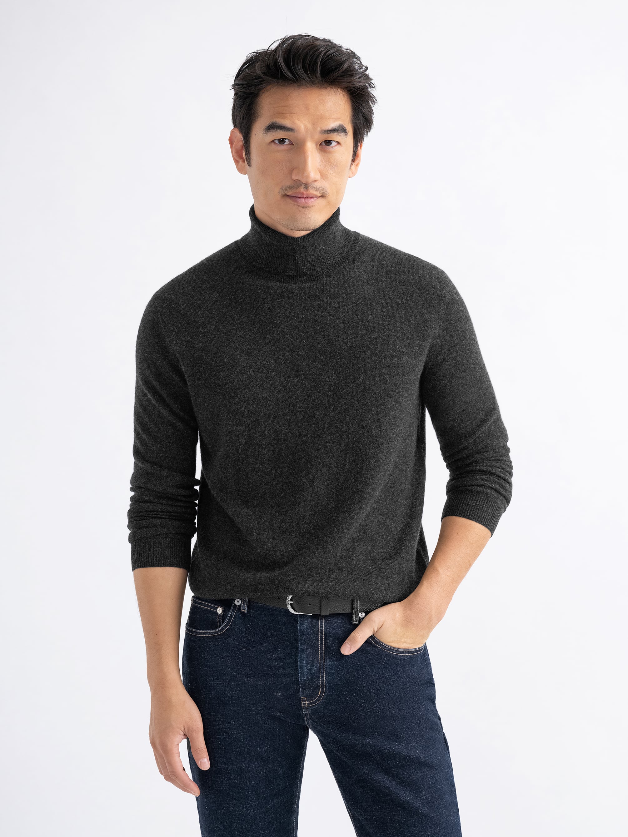 Charcoal Cashmere Turtleneck Sweater by Proper Cloth