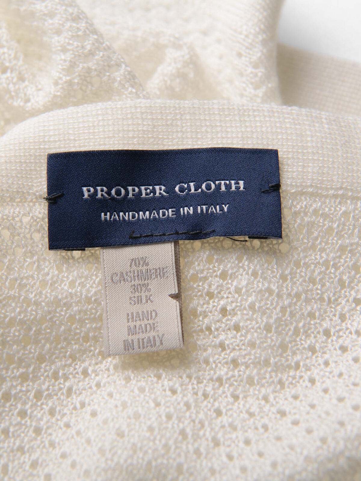 Cream Cashmere and Silk Knit Pocket Square