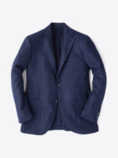 Genova Navy Wool Cashmere Basketweave Jacket Product Thumbnail 1