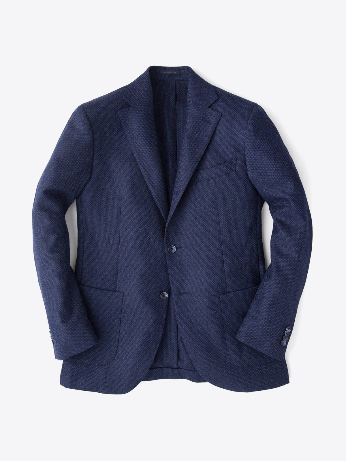 Genova Navy Wool Cashmere Basketweave Jacket