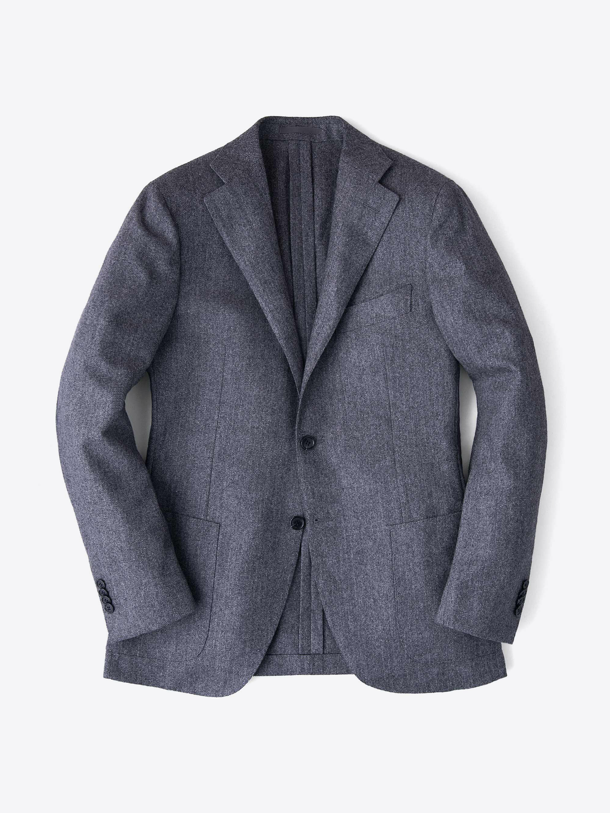 Zoom Image of Grey Wool Cashmere Herringbone Hudson Jacket