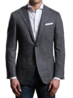 Grey Wool Cashmere Herringbone Hudson Jacket Product Thumbnail 2