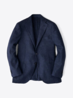 Navy Wool Cashmere Herringbone Hudson Jacket Product Thumbnail 1