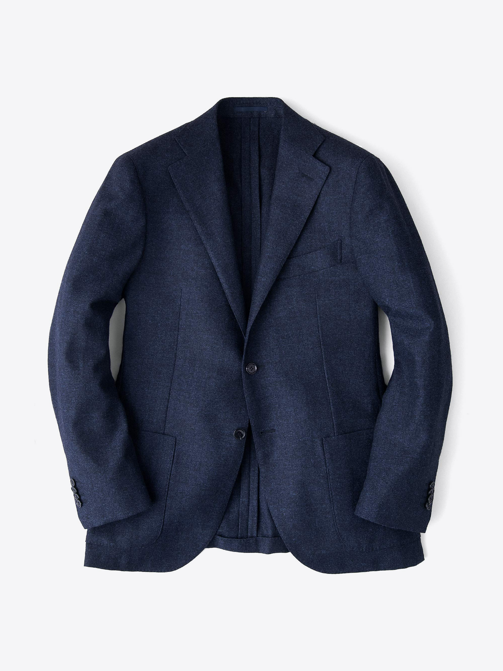 Zoom Image of Navy Wool Cashmere Herringbone Hudson Jacket