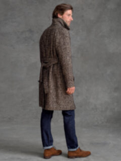 Crosby Brown Herringbone Belted Coat by Proper Cloth