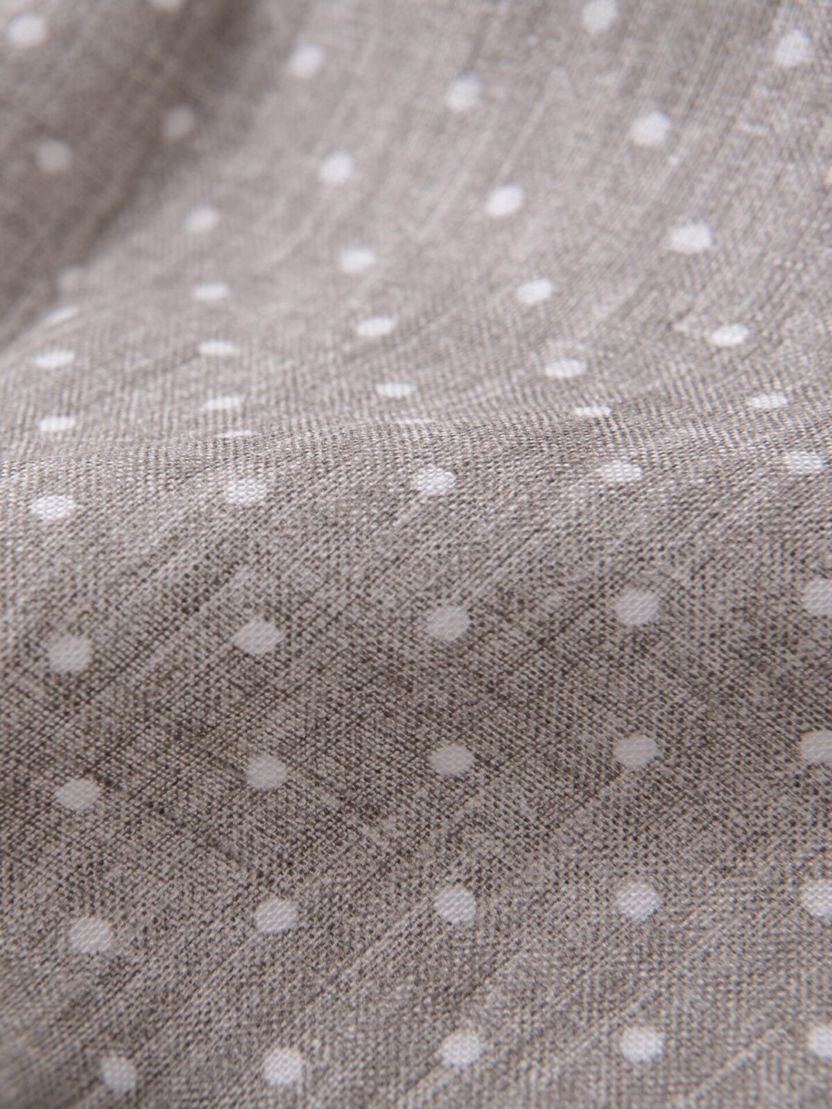 Taupe and White Dot Print Linen Pocket Square