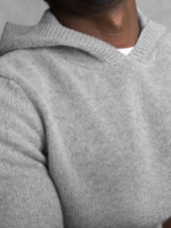 Grey Merino and Cashmere Hoodie Product Thumbnail 4