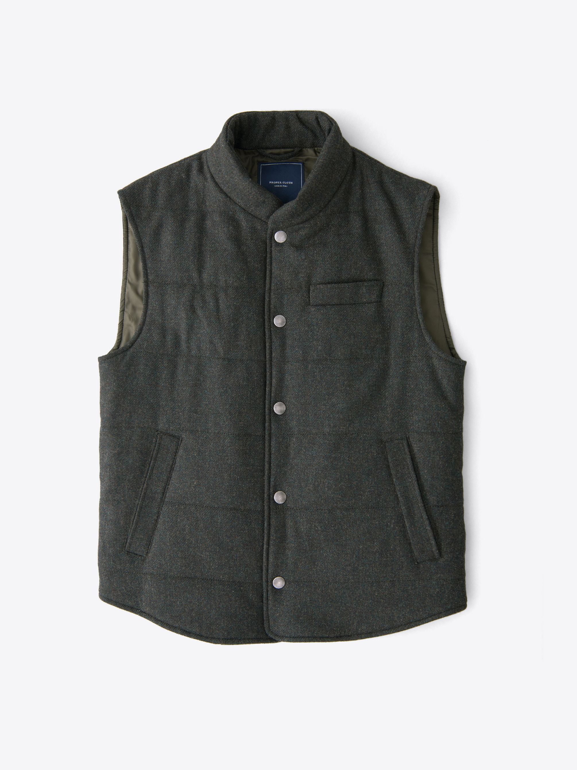 Zoom Image of Cortina I Forest Wool Cashmere Snap Vest