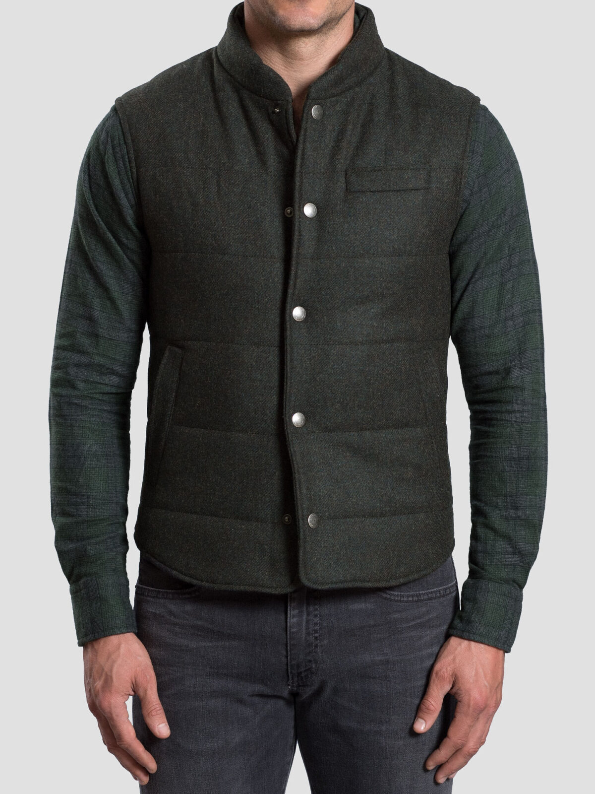 Cortina I Forest Wool Cashmere Snap Vest