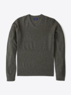 Pine Cobble Stitch Cashmere V-Neck Sweater Product Thumbnail 1