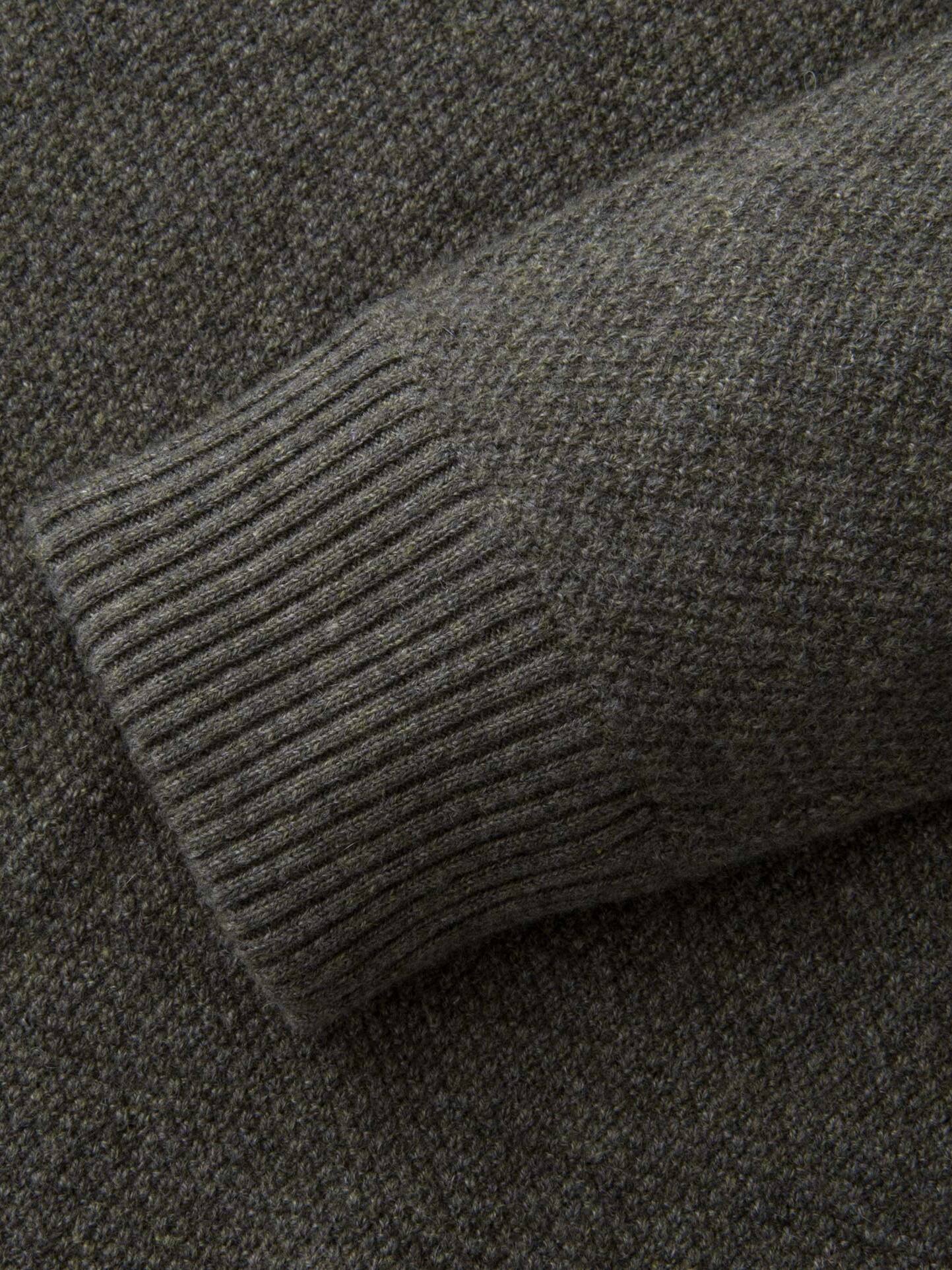 Pine Cobble Stitch Cashmere V-Neck Sweater by Proper Cloth