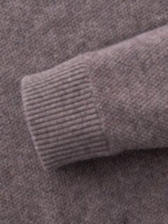 Mocha Cobble Stitch Cashmere V-Neck Sweater Product Thumbnail 3