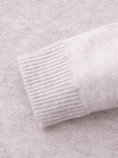 Wheat Cobble Stitch Cashmere V-Neck Sweater Product Thumbnail 3