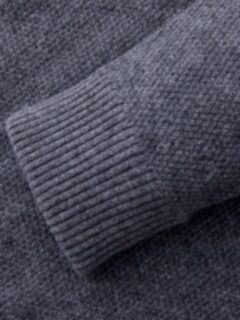 Grey Cobble Stitch Cashmere V-Neck Sweater Product Thumbnail 4