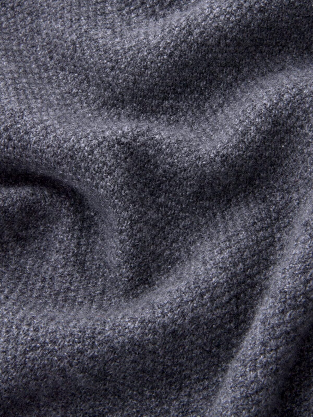 Grey Cobble Stitch Cashmere V-Neck Sweater