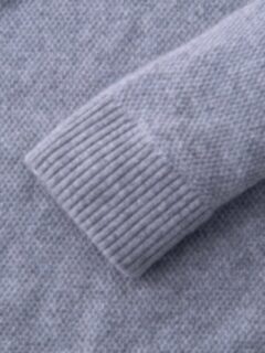 Light Grey Cobble Stitch Cashmere V-Neck Sweater Product Thumbnail 4