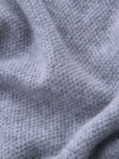 Light Grey Cobble Stitch Cashmere V-Neck Sweater Product Thumbnail 3