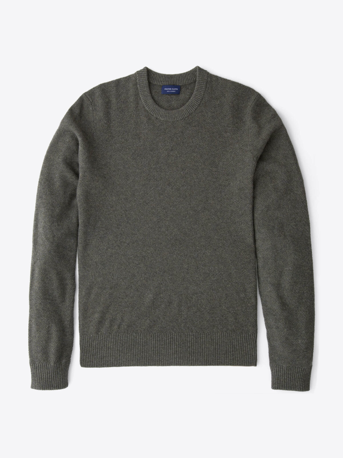 Pine Cobble Stitch Cashmere Crewneck Sweater