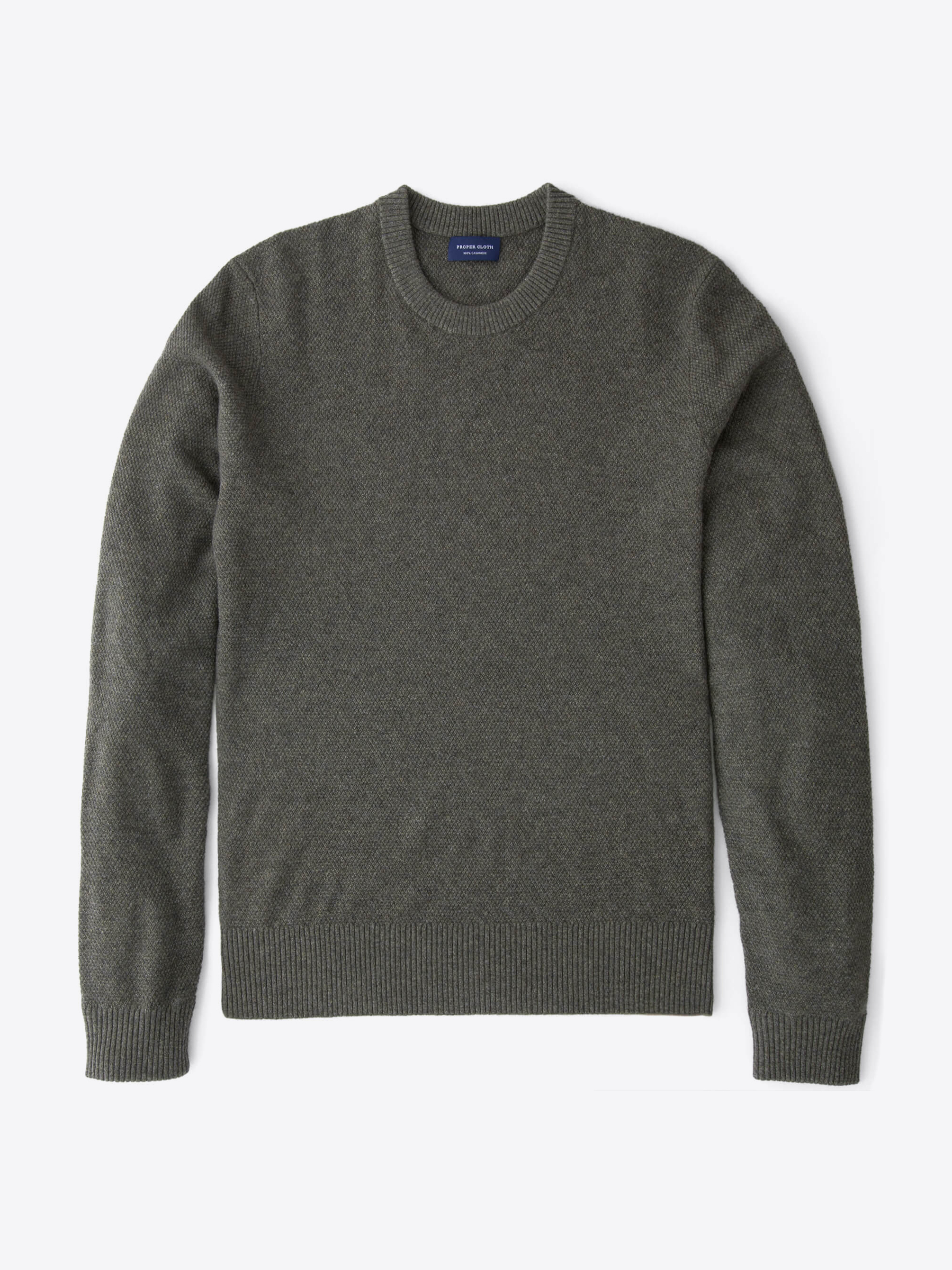 Zoom Image of Pine Cobble Stitch Cashmere Crewneck Sweater