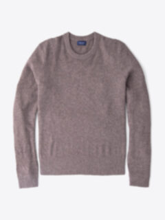 Mocha Cobble Stitch Cashmere Crewneck Sweater Product Thumbnail 1