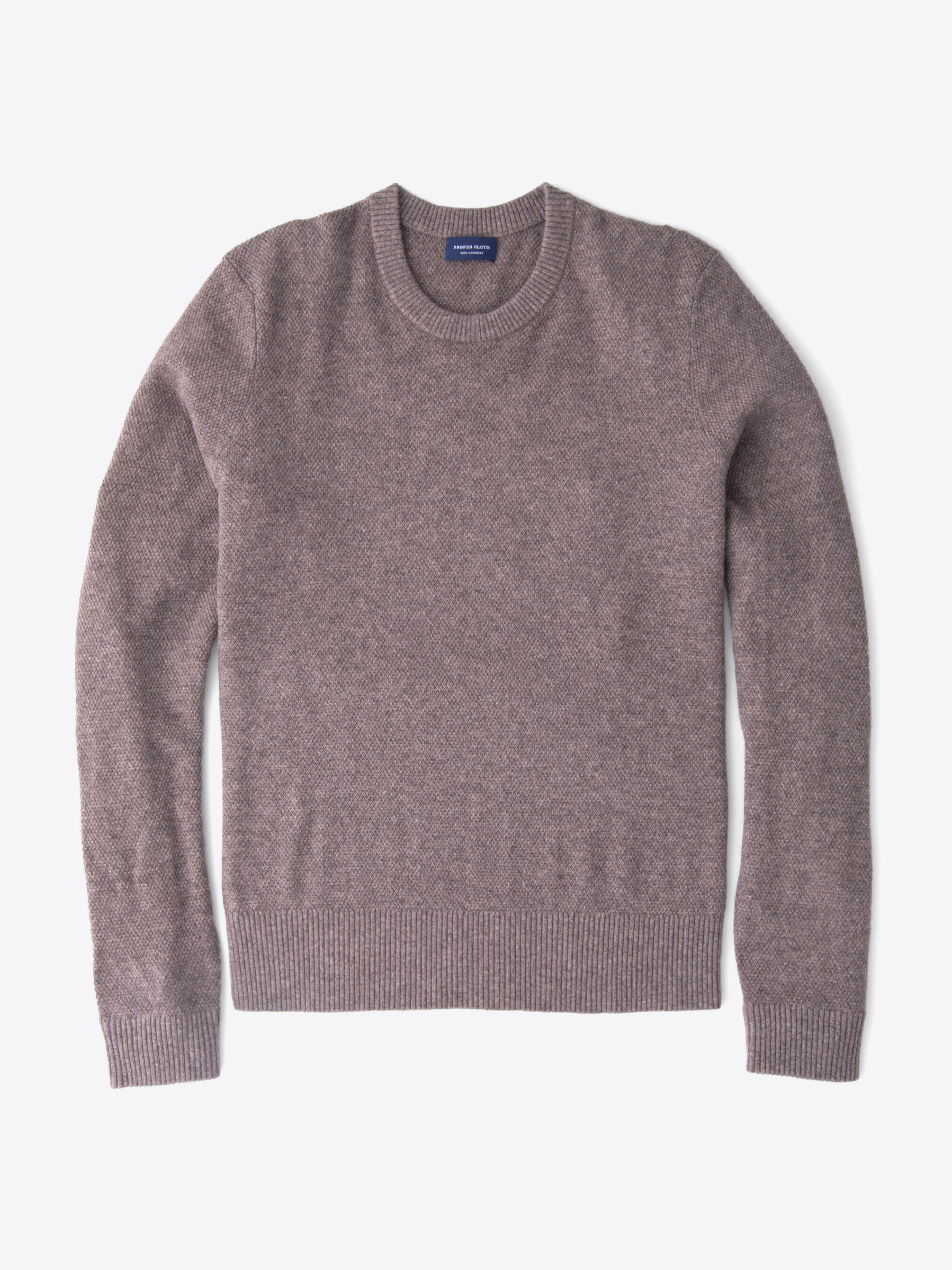 Zoom Image of Mocha Cobble Stitch Cashmere Crewneck Sweater