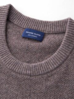 Mocha Cobble Stitch Cashmere Crewneck Sweater Product Thumbnail 2