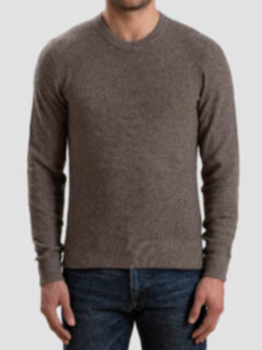 Mocha Cobble Stitch Cashmere Crewneck Sweater Product Thumbnail 5