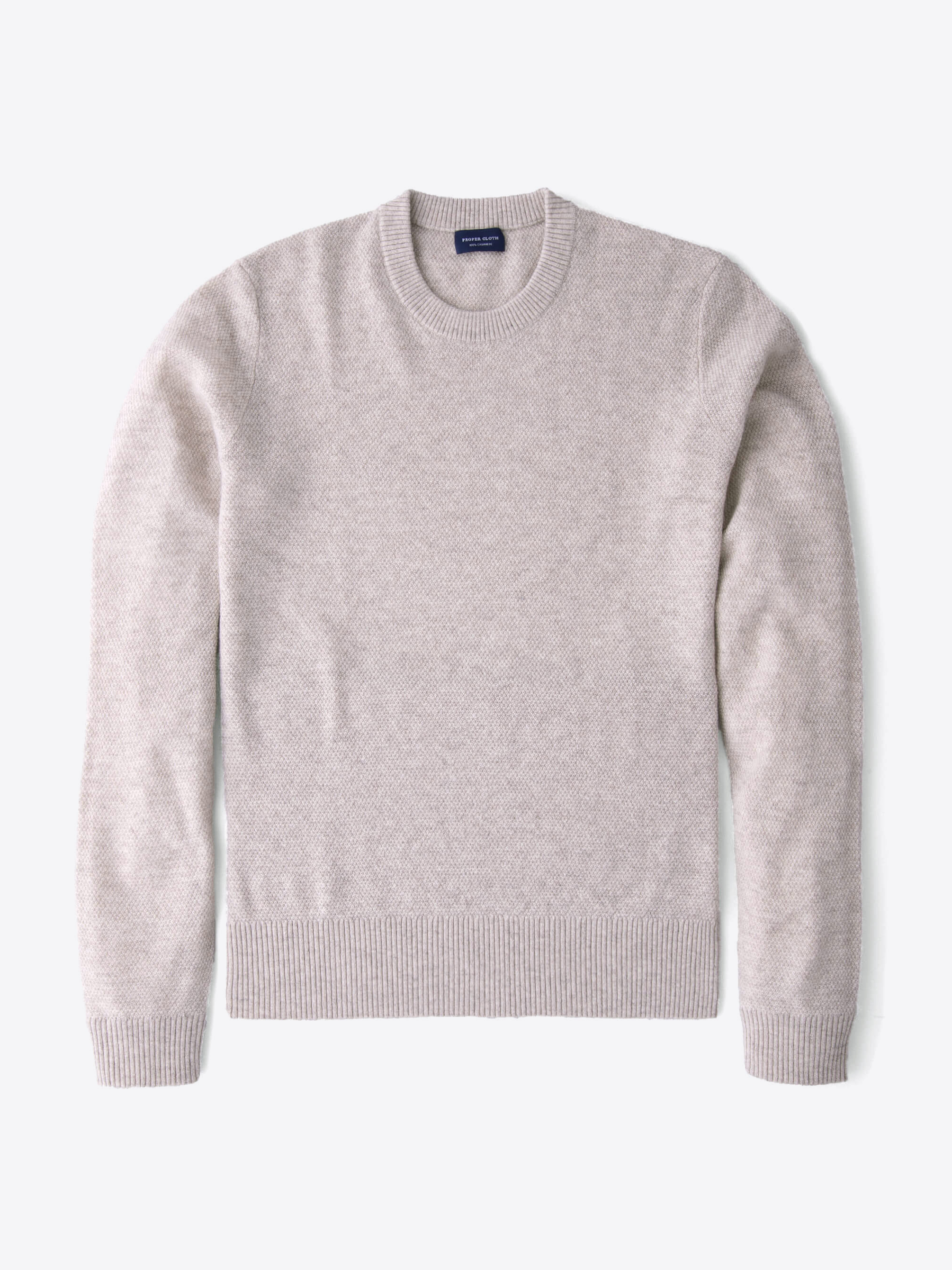 Zoom Image of Wheat Cobble Stitch Cashmere Crewneck Sweater
