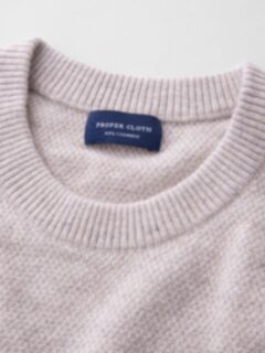 Wheat Cobble Stitch Cashmere Crewneck Sweater Product Thumbnail 2