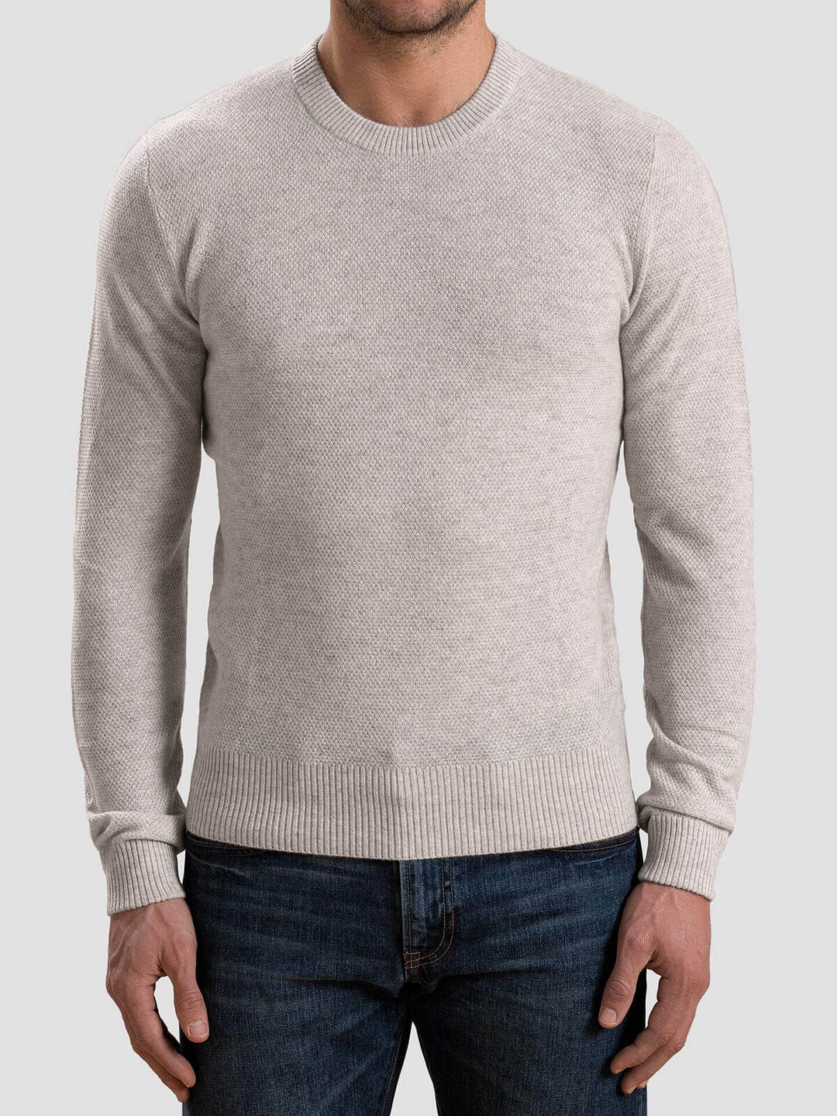 Wheat Cobble Stitch Cashmere Crewneck Sweater by Proper Cloth