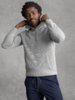Grey Merino and Cashmere Hoodie Product Thumbnail 5