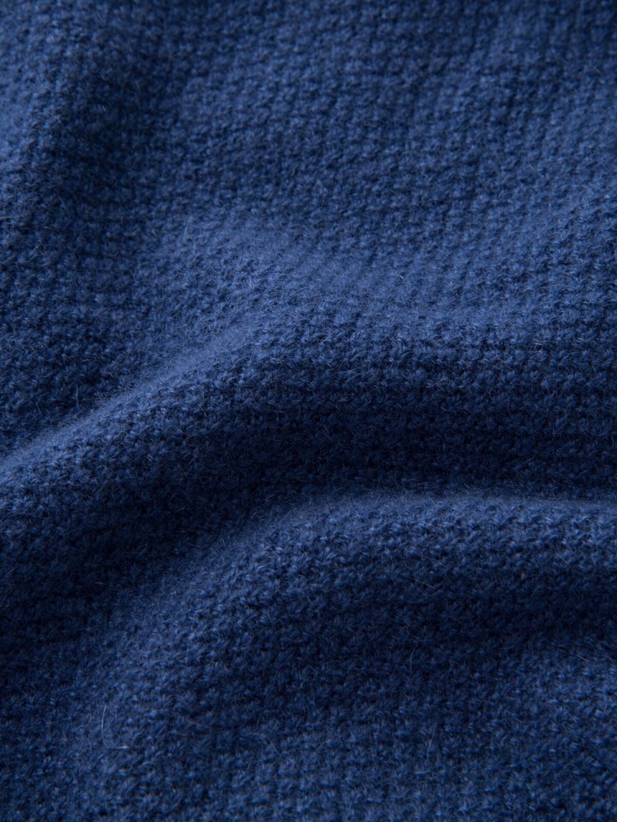 Ocean Blue Cobble Stitch Cashmere Crewneck Sweater