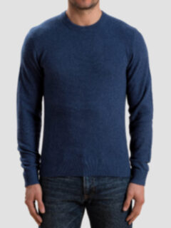 Ocean Blue Cobble Stitch Cashmere Crewneck Sweater Product Thumbnail 5