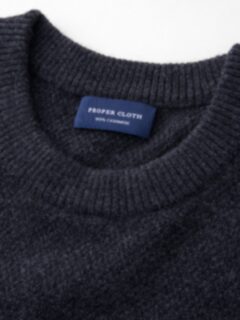 Charcoal Cobble Stitch Cashmere Crewneck Sweater Product Thumbnail 2