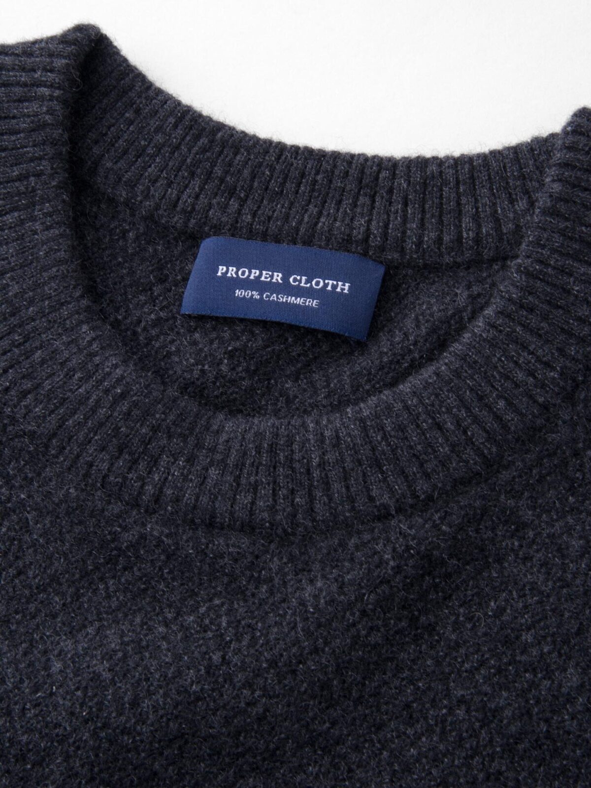 Charcoal Cobble Stitch Cashmere Crewneck Sweater
