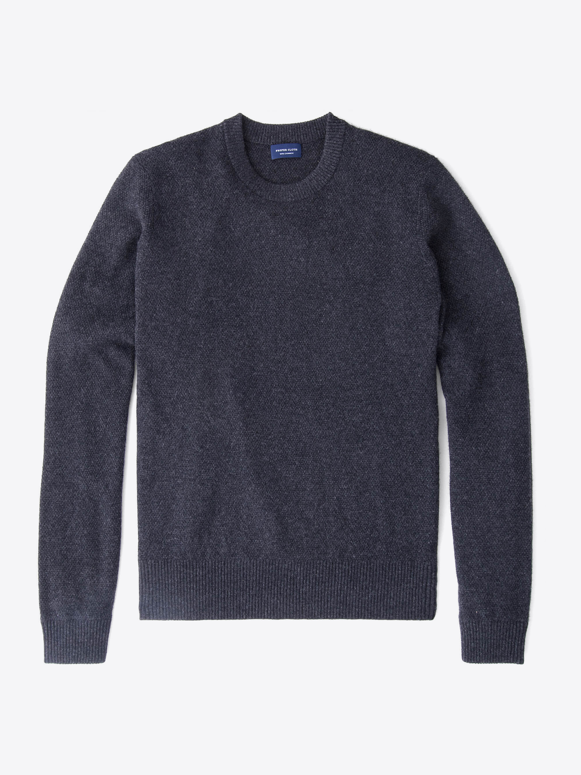 Zoom Image of Charcoal Cobble Stitch Cashmere Crewneck Sweater