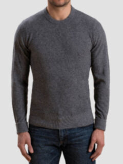 Grey Cobble Stitch Cashmere Crewneck Sweater Product Thumbnail 5