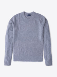Light Grey Cobble Stitch Cashmere Crewneck Sweater Product Thumbnail 1