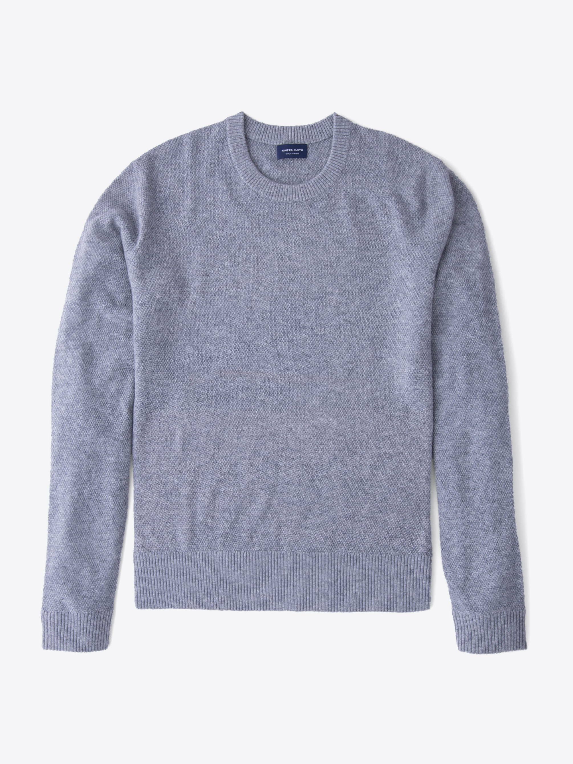 Zoom Image of Light Grey Cobble Stitch Cashmere Crewneck Sweater