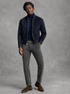 Wythe Navy Shaved Cotton Bomber Jacket Product Thumbnail 4