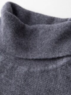 Grey Cobble Stitch Cashmere Turtleneck Sweater Product Thumbnail 3