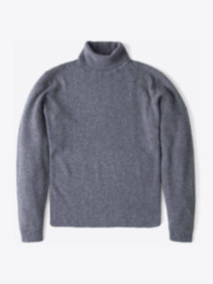 Grey Cobble Stitch Cashmere Turtleneck Sweater Product Thumbnail 1