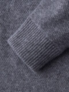 Grey Cobble Stitch Cashmere Turtleneck Sweater Product Thumbnail 2