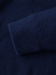 Navy Cobble Stitch Cashmere Turtleneck Sweater Product Thumbnail 2