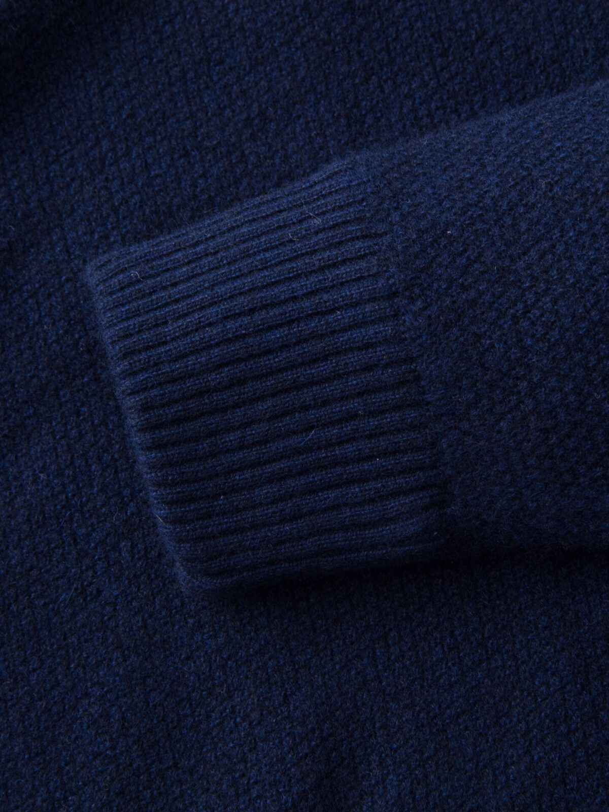 Navy Cobble Stitch Cashmere Turtleneck Sweater