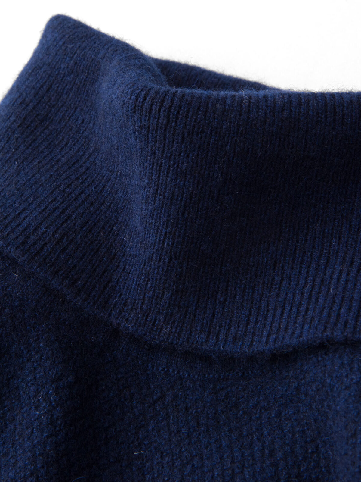 Navy Cobble Stitch Cashmere Turtleneck Sweater