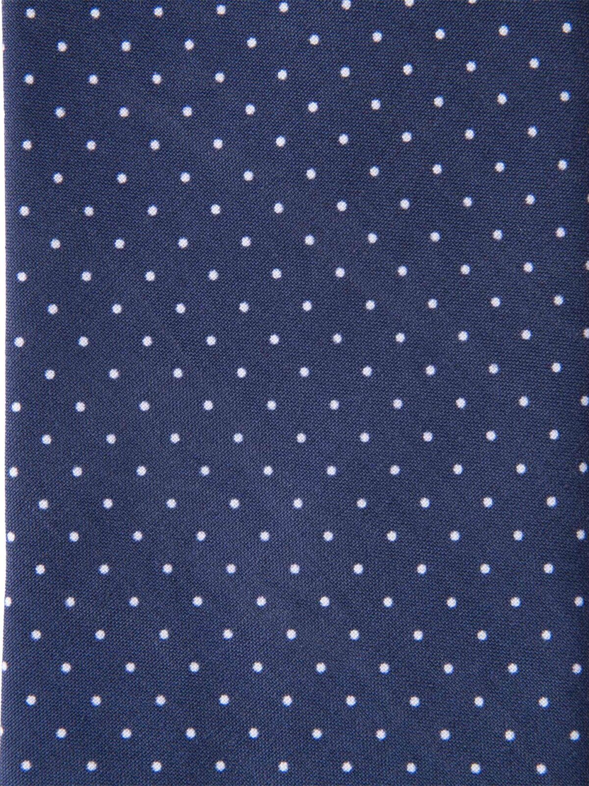 Navy and White Printed Pindot Tie