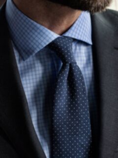 Navy and White Printed Pindot Tie Product Thumbnail 5