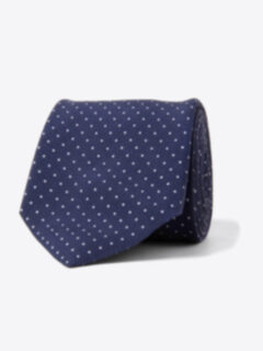 Shop Navy and White Printed Pindot Tie